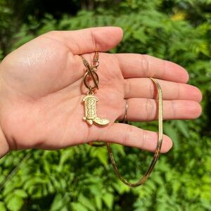 18K Gold Plated Stainless Steel Cowboy Boot Necklace